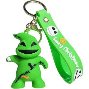 Jack and Sally Cartoon Character Wristlet Key Chain Ring Scary Christmas Gift